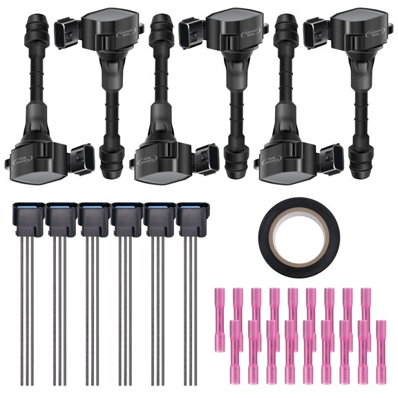 Performance Master Set of 6 Ignition Coils Pack & Pigtail Connector Wiring Harness Kit Compatible with Infiniti FX35 G35 M35 Nissan 350Z 3.5L V6 22448-AL61C UF401 IGC0007 6734025 22448AL615