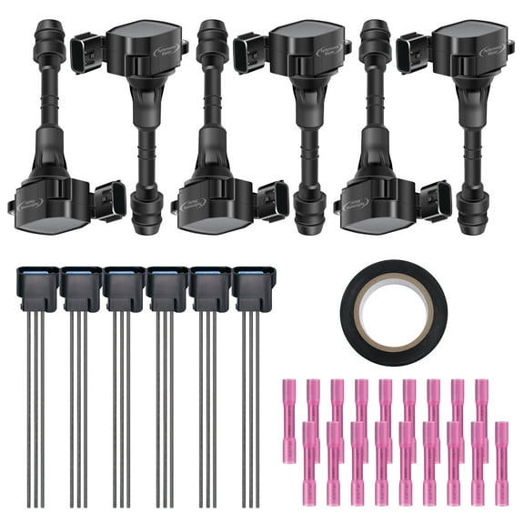 Performance Master Set of 6 Ignition Coils Pack & Pigtail Connector Wiring Harness Kit Compatible with Nissan Altima Maxima Murano Pathfinder Quest Infiniti I35 QX4 Replacement for C1406 5C1403 UF349