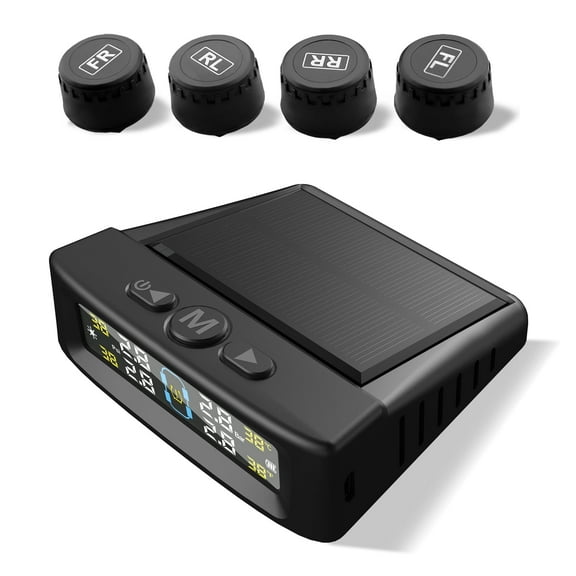 Performance Master TPMS with 4 Sensors, Multiple Alarms, Solar & USB Charging for Car 0-144PSI