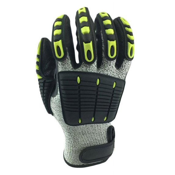 Performance Mechanic Gloves 1 Pair Work Gloves Superior Grip Reduce Impact, Shocks Vibration FREE Eyeglass Pouch (Black/Gray, L)