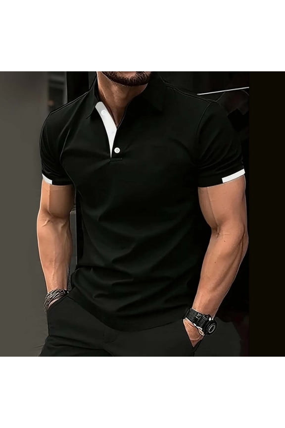 Performance Men's Mesh Panel Polo Shirt Quick Dry Intense Workouts (Black L)