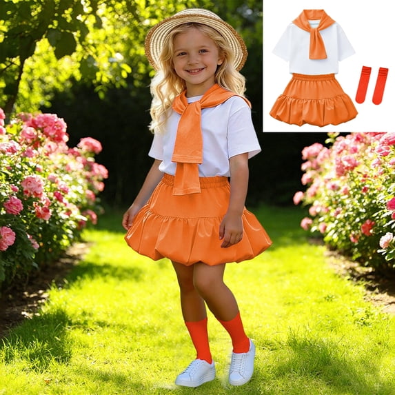Performance Outfit for Boys Dress up Kids Primary School Graduation T-Shirt and Skirt Set Girls Children's Day Dress Dress up Photo 12-13 Years