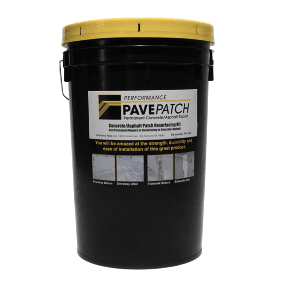 Performance PavePatch High Performance DIY Concrete/Asphalt Patch Resurfacing Kit (Concrete), 2 gal 16sf, 5x stronger than concrete