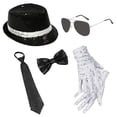 thumbnail image 1 of Performance Props, Sequined Hat Disco Costume Set with Glitter Tie Bow Tie Sunglasses and Gloves for Retro Theme Parties and Stage Activities, 1 of 3