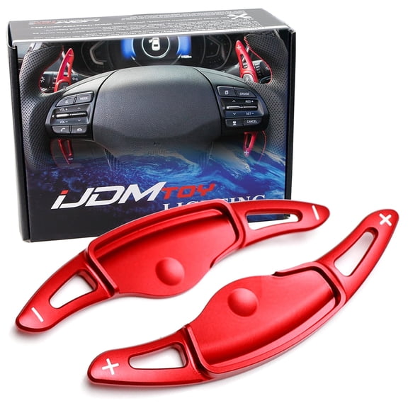 Performance Red Lightweight Aluminum Large Paddle Extensions For 2019-2022 Hyundai Veloster JS (Excluding N-Line)