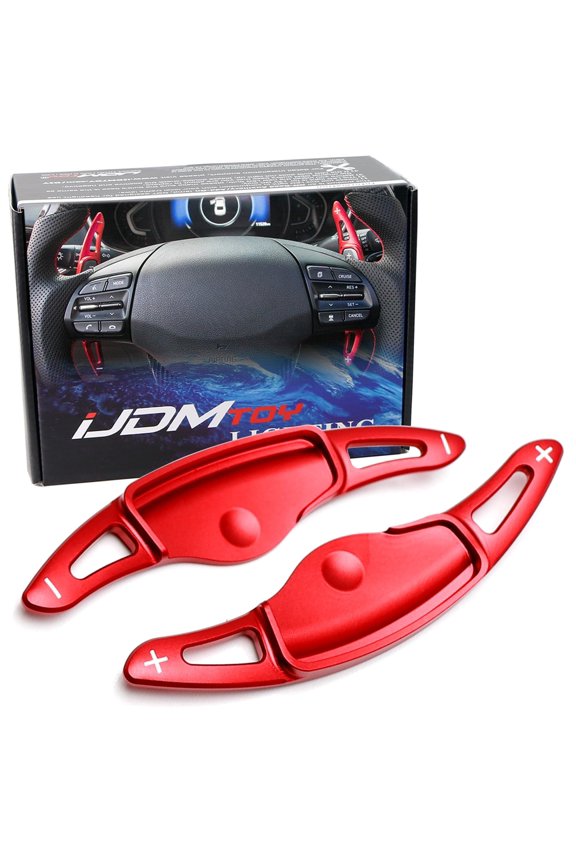 Performance Red Lightweight Aluminum Large Paddle Extensions For 2019-2022 Hyundai Veloster JS (Excluding N-Line)