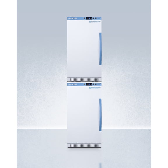 Performance Series Pharma-Vac stacked vaccine refrigerator/freezer combination