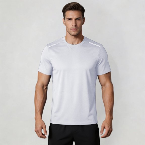 Performance Short Sleeve Crewneck Tee for Everyday Workout Training Lightweight Wicking Sports Shirt Breathable Athletic Mens Casual Fitness Running Gym Outdoor ActivewearWhiteL