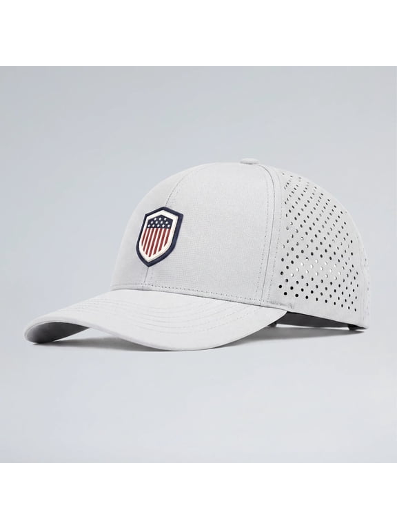 PERFORMANCE SNAPBACK HAT, Unique Signature Front Patch, Water-Repellent, Breathable & Floating | USA Camo | Brilliant White