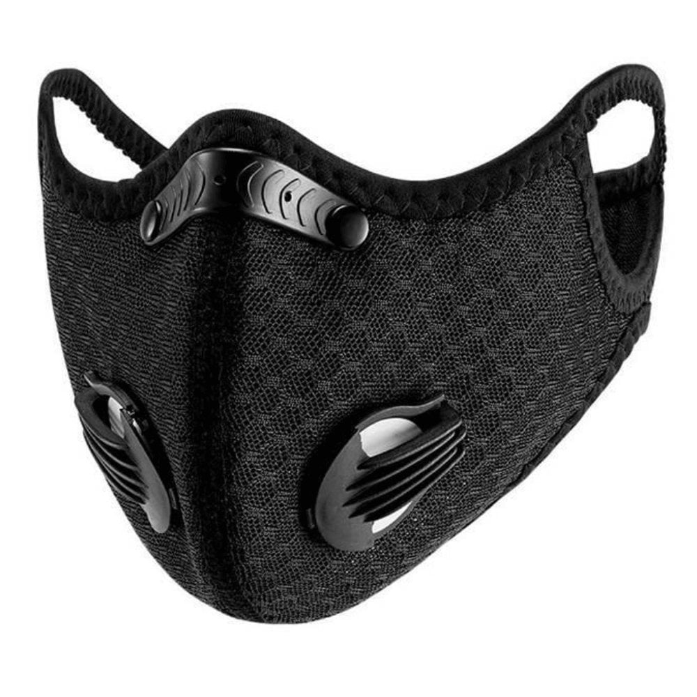 BDL Sport Mask with Exhalation Valves, Carbon Reusable with 4 Filters  Personal Protective Adjustable Nylon Dust Sport Mask