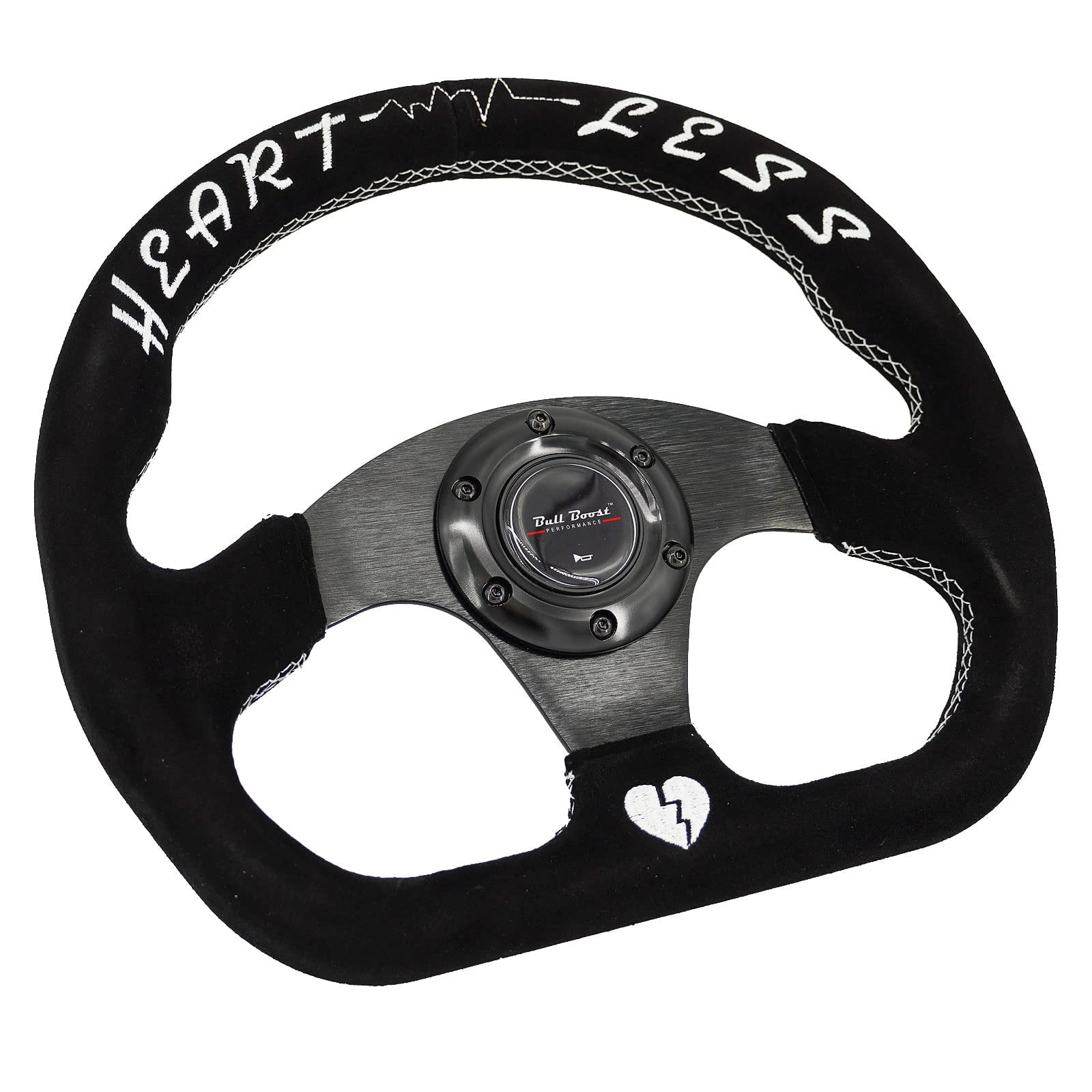 Heartbreak Black Suede and Aluminum Racing Steering Wheel
