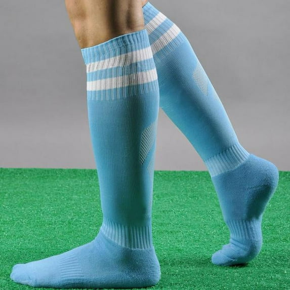 Performance Striped Long Sport Socks for Men Baseball Football Athletic Crew