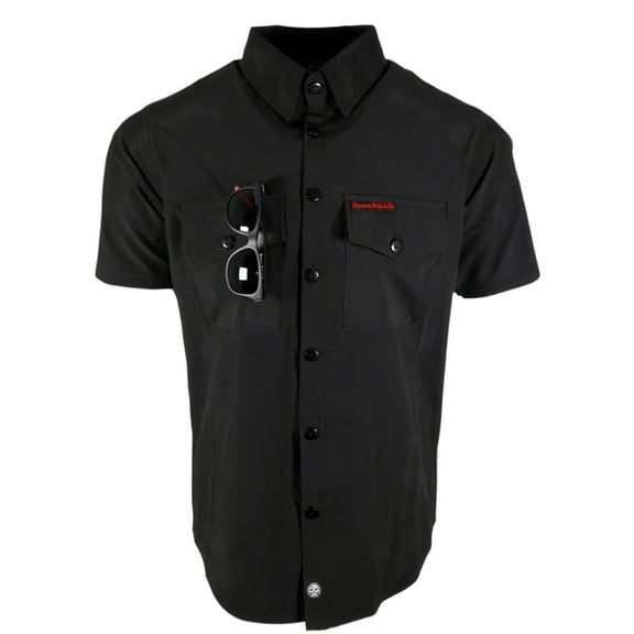 Performance Tech Black Hybrid Button Up Shirt (Hidden Snap Collars)