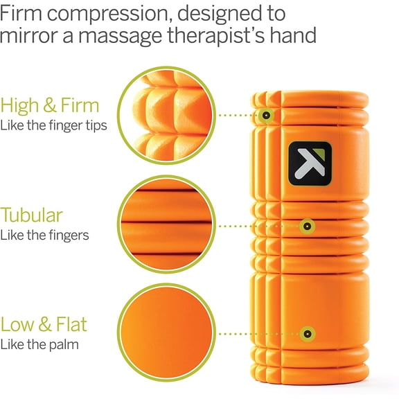 Performance Therapy Grid Foam Roller with Free Online Instructional Videos, Original (13-inch), Orange