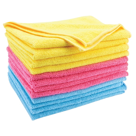 Performance Tool 12 Pack Microfiber Towels, 12 x 12 Inches (30cm x 30 cm), Textured, Nonabrasive, Machine Wash and Dry, for Detailing, Washing, Dusting, Polishing, and Wiping Glass