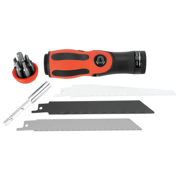 Performance Tool W729 2-in-1 Multi-Function Hand Saw & Screwdriver With 2 Position Locking Handle, Bits and Saws Included.