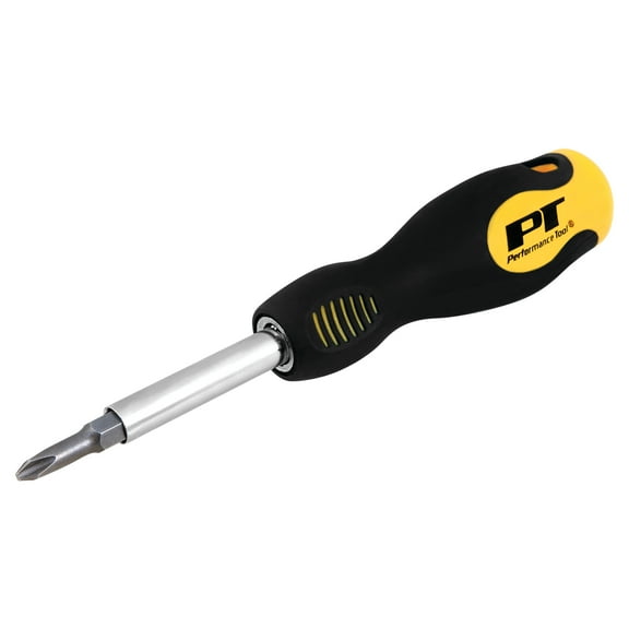 Performance Tool 20152 6-in-1 Screwdriver With Comfort Grip Handle