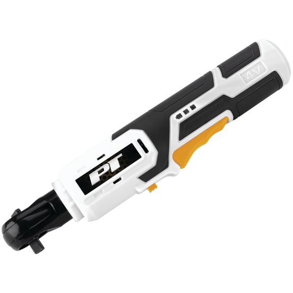 Performance Tool 4V 1/4 Inch Drive Cordless Ratchet - 0-230 RPM, 92 inch/lb Torque, Electric Ratchet, LED Light, USB-C, Electric Wrench, Auto Repair, White/Black