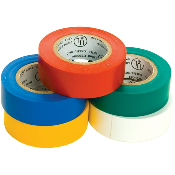 Performance Tool W549 5-Piece Color Electrical Tape - 30 Feet x 1/4-Inch for Shop, Home, and Auto Applications