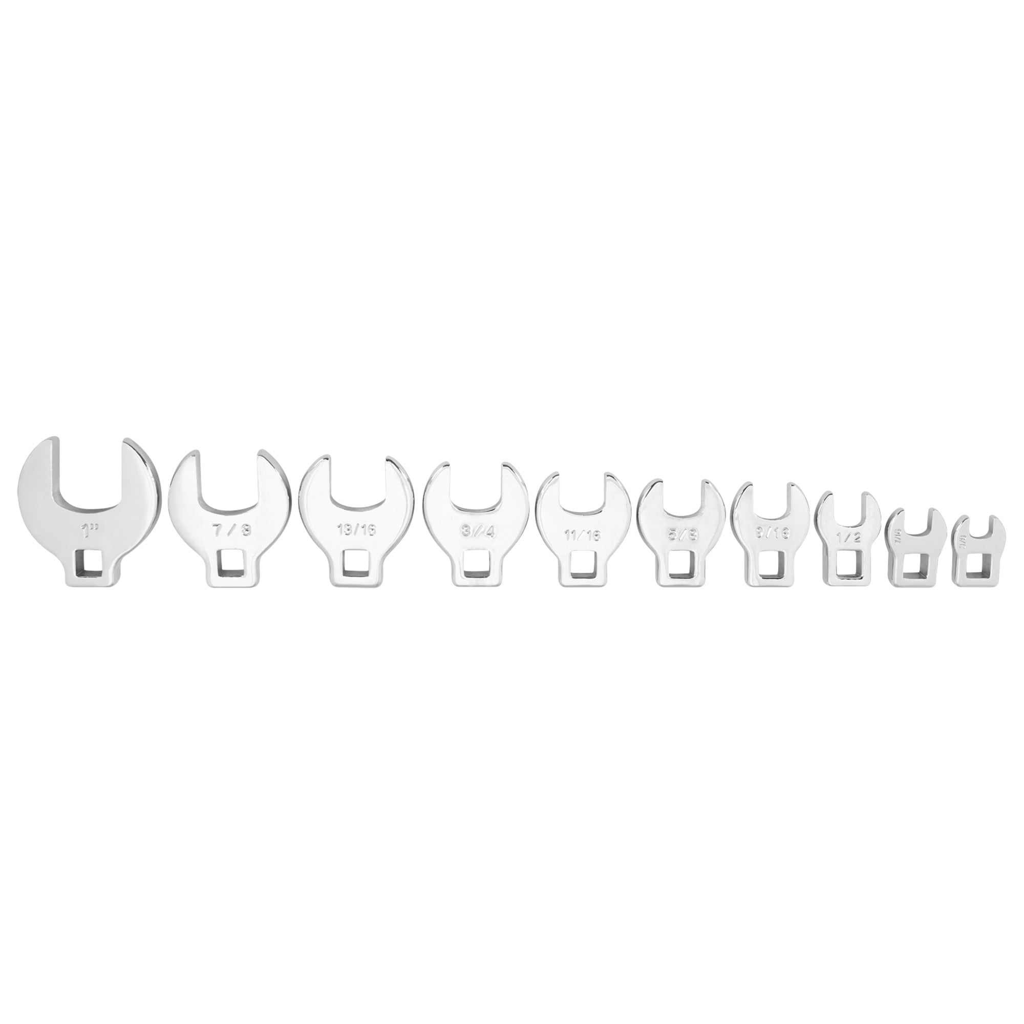 Performance Tool W453 10-Piece SAE Open End Crowfoot Wrench Set