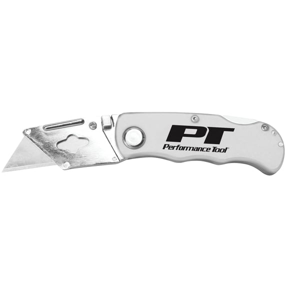 Performance Tool W12113 Folding Utility Knife - Heavy Duty Box Cutter with Quick Blade Release for Home, Office, and Outdoor Use