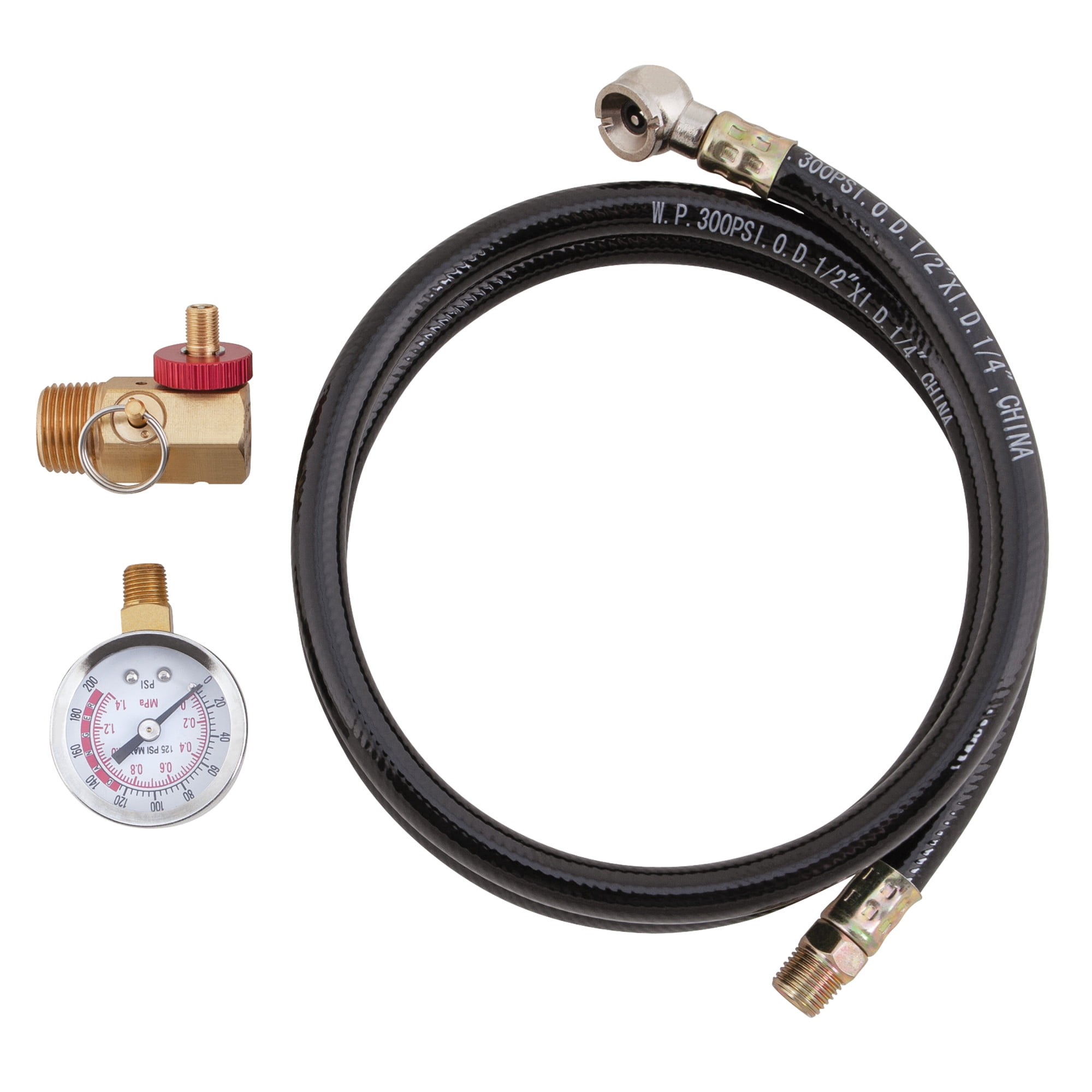 Performance Tool W10058 Air Tank Repair Kit w/Safety Valve, Pressure Gauge and 4 Feet Air Tank Hose Assembly kit for Portable Carry Tank