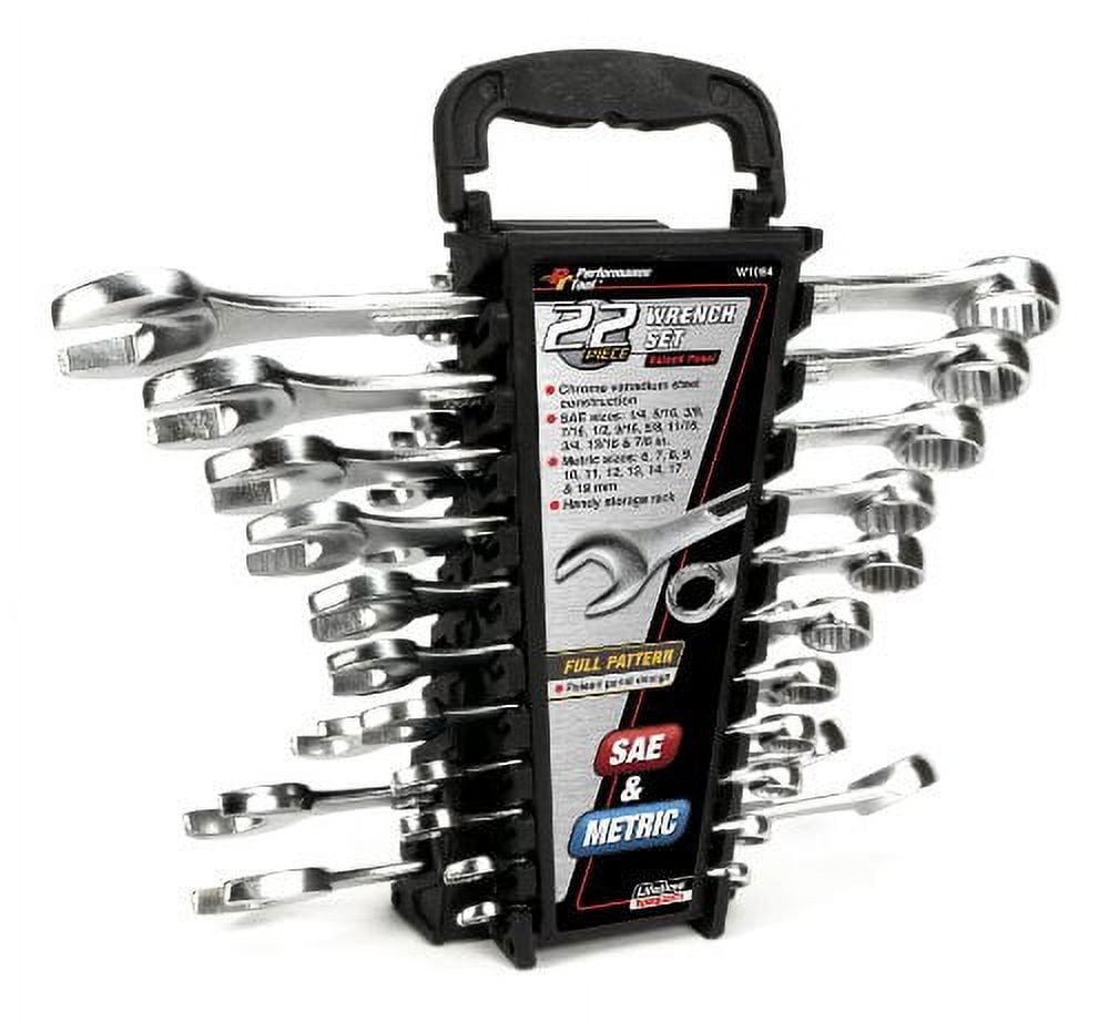 Performance Tool W1084 Combination Wrench Set, 22-Piece