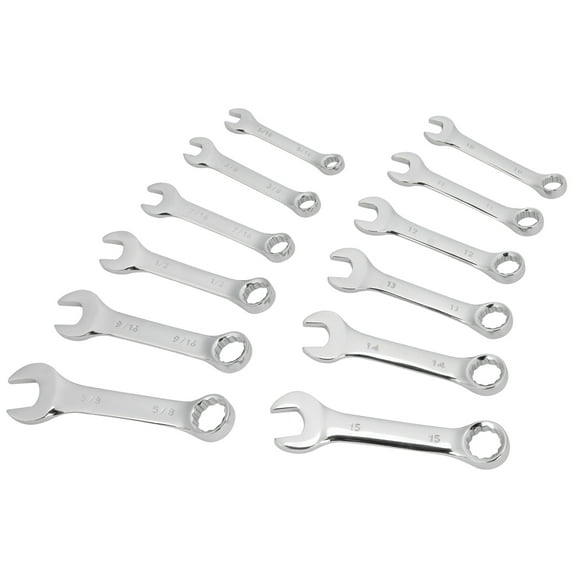 Performance Tool W1157 Performance Tool 12-Piece Stubby SAE and MET Wrench Set