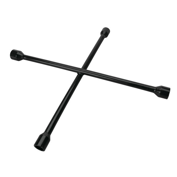 Performance Tool W12 22-in 4-Way Lug Wrench: Fits 7/8, 15/16, 1, and 1-1/16-in Nuts, Made of Drop Forged Steel, Star-Shaped Design, Powder Coated, SAE/Metric, Black