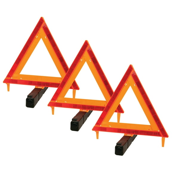 Performance Tool W1498 Large Early Warning Roadside Emergency Reflective Triangle, 3 Pack with Case (DOT Approved)