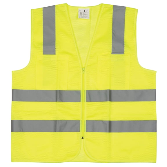 Performance Tool W1580 High-Visibility Reflective Safety Vest, Chest Pockets, Zip Closure, Neon Yellow