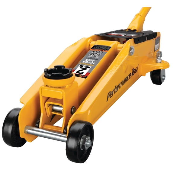 Performance Tool W1614 2 Ton (4,000 lbs.) Capacity Floor Jack - Heavy Duty Steel, Swivel Casters - Yellow