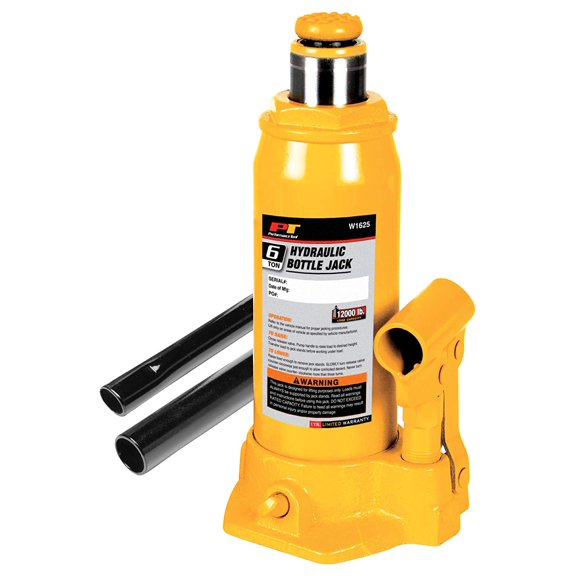 Performance Tool W1625 Hydraulic Bottle Jack, 6-Ton Load Capacity, Each