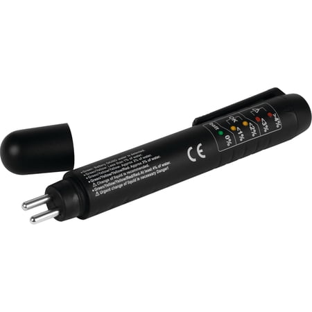 Performance Tool W181 Brake Fluid Moisture Tester - 5 LED Readout, Calibrated for DOT 4, Portable with AAA Battery Included, Not for use on DOT 5