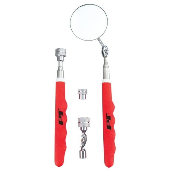 Performance Tool W1937 Magnetic Pick-Up Mirror Kit - Essential 4pc Telescopic Set for Mechanics