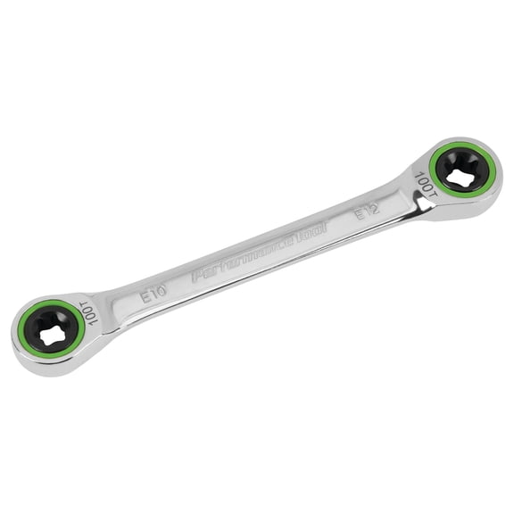 Performance Tool W30451 Flip Wrench - 100 Gear Teeth, Chrome Vanadium Steel, E10 and E12 Star Sizes