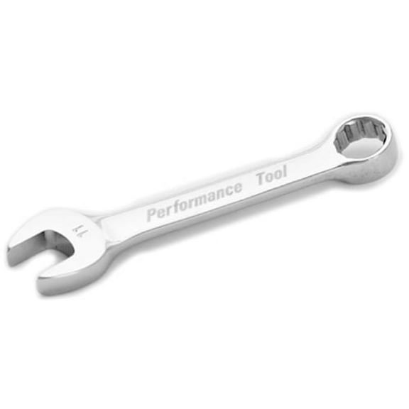 Performance Tool W30611 Stubby Chrome Combination Wrench, 11mm, with 12 Point Box End, Fully Polished, 4" Long