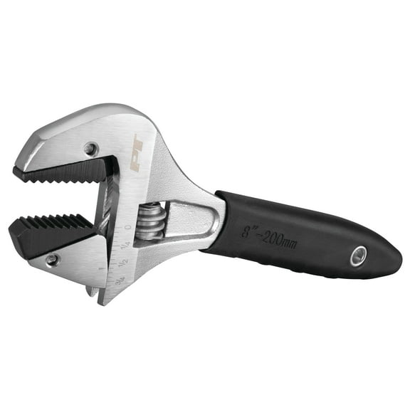 Performance Tool W30625 8 In. Ratcheting Adjustable Wrench - Sliding Jaw, Adjustable, Chrome Vanadium Directional Teeth, Black