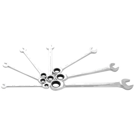 Performance Tool W30630 7pc SAE Combo Ratcheting Wrench Set | Drop Forged Chrome Vanadium Steel | Corrosion Resistant Finish & 100 Gear Teeth | Sizes: 5/16, 3/8, 7/16, 1/2, 9/16, 5/8 and 3/4"