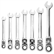 Performance Tool W30637 Flex Head Ratcheting Wrench Set with 180 Degree Pivot, Low Profile Head, and Reusable Storage Rack - 7 Piece Metric Set