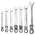 thumbnail image 1 of Performance Tool W30637 Flex Head Ratcheting Wrench Set with 180 Degree Pivot, Low Profile Head, and Reusable Storage Rack - 7 Piece Metric Set, 1 of 2