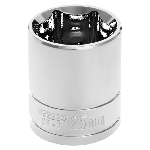 Performance Tool W32225 Chrome Socket, 1/2" Drive, 25mm, 6 Point, Shallow