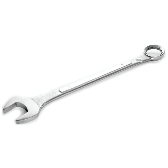 Performance Tool W348B 2 in. Combination Wrench, Drop-Forged Chrome Alloy Steel, Satin Chrome Finish, Rounded Box End