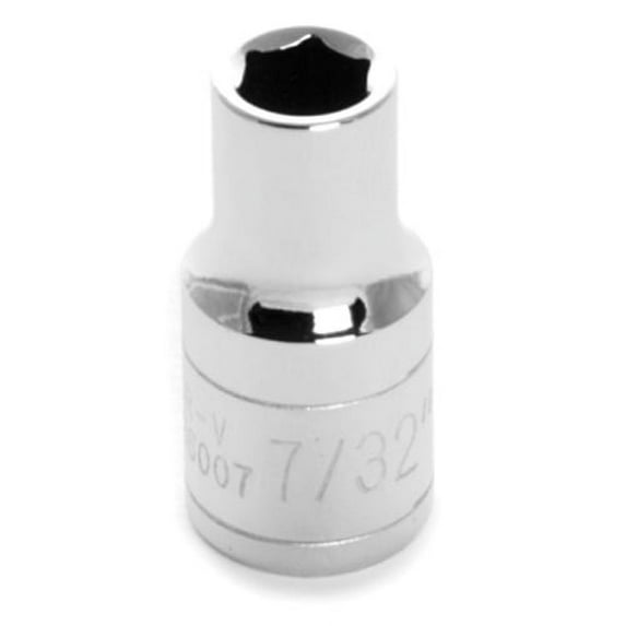 Performance Tool W36007 Chrome Socket, 1/4" Drive, 7/32", 6 Point, Shallow