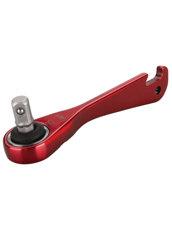 W36103 1/4 Inch Drive Anodized Stainless Steel Ratchet, 72 Gear Teeth, Key Ring Tool, Bottle Opener, Hex or Square Drive, Auto Home Repair Wrench, Red