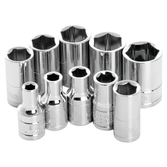 Performance Tool W36202 1/4" Drive 6-Point MET Socket Set, 10-Piece