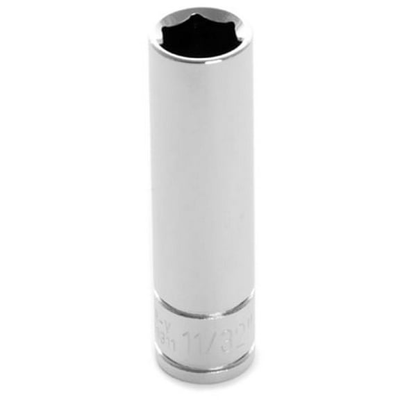 Performance Tool W36311 Chrome Socket, 1/4" Drive, 11/32", 6 Point, Deep