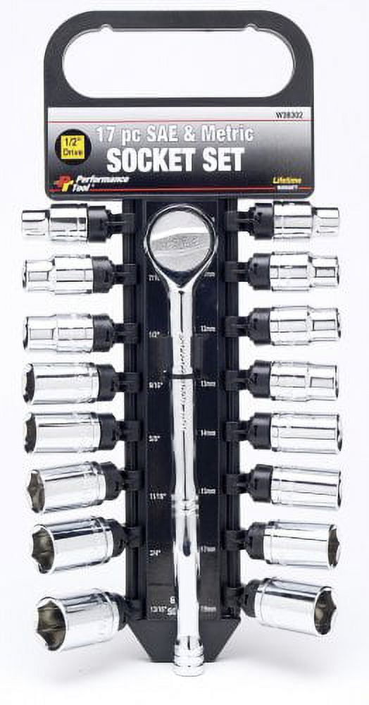 Perfromance Tool Rounded Socket Set Performance Tool W38302 17pc 1/2