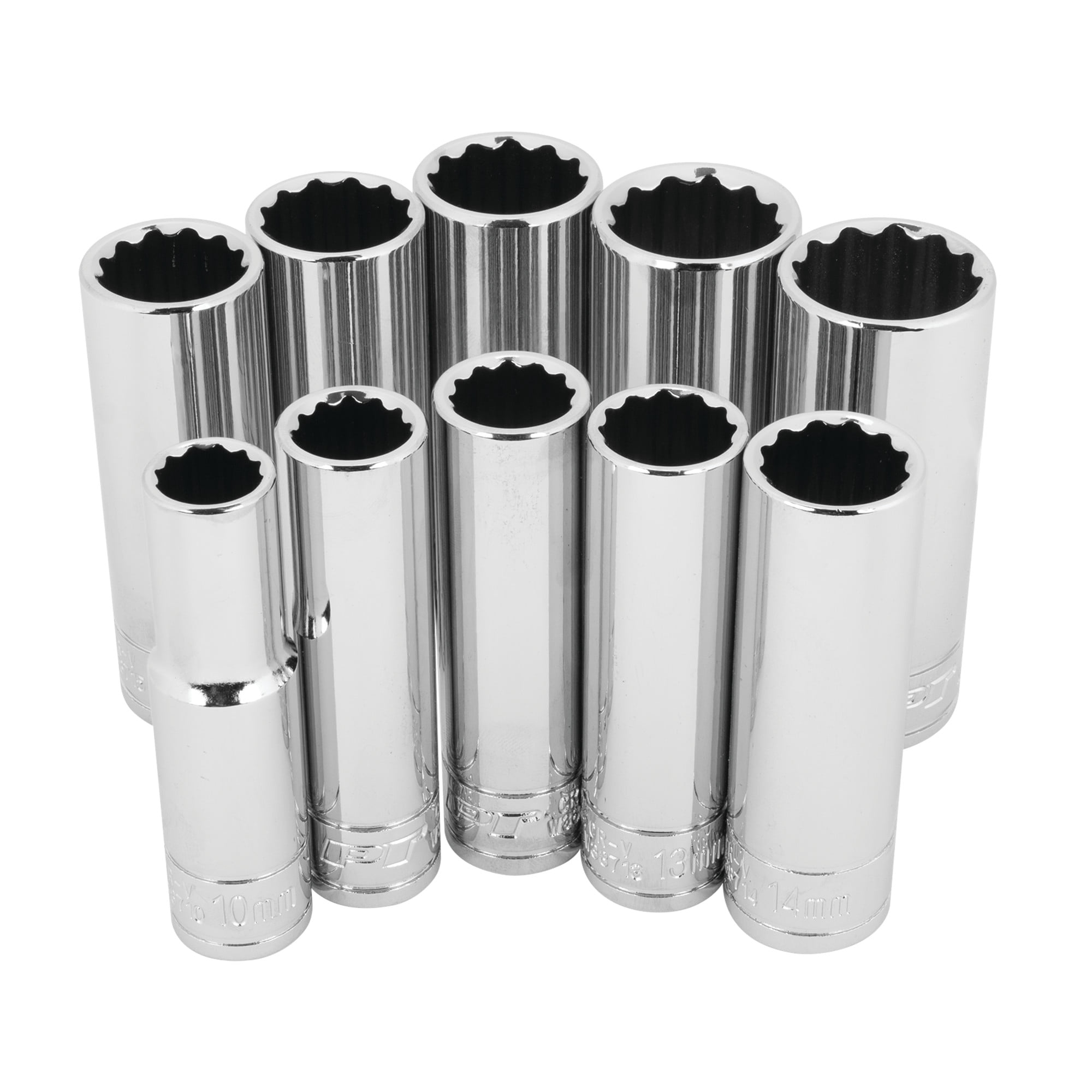 Performance Tool W38700 10-Piece 3/8-Inch Drive 12 Point Metric Deep Socket Set