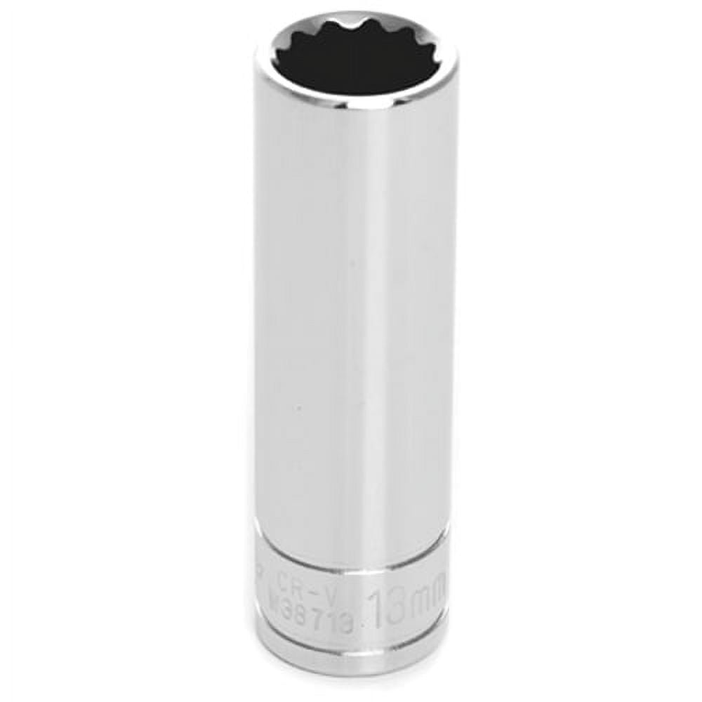 Performance Tool W38713 Chrome Socket, 3/8" Drive, 13mm, 12 Point, Deep